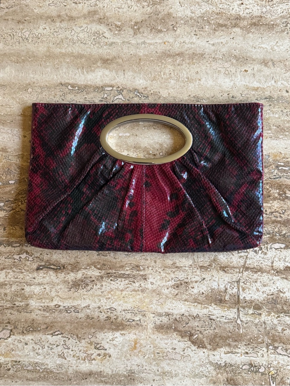 Express Red Snake-Print Clutch